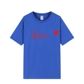 Kleinblaues Kurzarm-T-Shirt aus Baumwolle mit rotem Love-Text und Herz-Print-Motiv - XS / Königsblau 317 (Roter Druck)