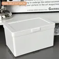 Weiße Kunststoff-Aufbewahrungsbox mit Klappdeckel, 18,2x12x10cm für Schreibtischutensilien - Weißer Klappdeckel-Stil / Groß (18.2x12x10cm)