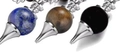 Natural crystal pendulum pendants in lapis lazuli, tiger eye, and obsidian stones - Pendant + Leather Rope / Obsidian