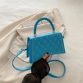 Sac à main bleu matelassé avec poignées tressées et imprimé étoile pour femmes - Bleu