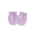 Pair of lavender cotton knit newborn mittens with elastic cuffs for baby skin protection - Light Purple (Elastic Anti-Scratch Mittens)