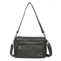 Bolso bandolera de cuero PU acolchado verde oscuro con herrajes plateados y correa - Verde