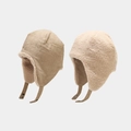 Winterse muts van corduroy en lamswol met oorkleppen voor extra warmte in beige - M (56-58cm) / Khaki