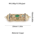 Hollow gold copper jewelry clasp with green and blue stones for DIY bracelets - Gold Hollow Cylindrical Green Gemstone Connector