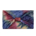 Macro detail of tie-dye elastic headband showing vibrant blue and magenta knit fabric texture - Tie-Dye Blue Purple