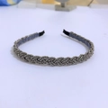 Silver beaded twisted headband with shimmering metallic beads and soft grey lining - Dark Gray