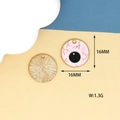 Pink eyeball enamel pendant with golden finish for DIY Halloween jewelry, 16mm diameter - 5 Evil Eye