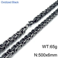 Oxidized black Byzantine king chain necklace in stainless steel 6mm width 500mm length - 6mm Oxidized Black
