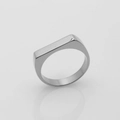 Minimalist titanium steel ring with a rectangular flat surface in polished silver finish - US 6 / Silver