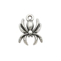 Silver spider-shaped metal charm with top loop for DIY Halloween jewelry making - Spider 14x18mm