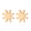 Polished gold eight-pointed snowflake stud earrings with a mirrored reflection - 134 Star - Gold