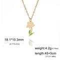 Goldene Edelstahlkette mit lila Blumenanhänger und grünen Emaille-Blättern - Goldfarbe - Narzisse