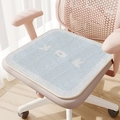 Blue seat cushion with cloud and bird patterns on a modern office chair base - Sky Blue