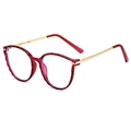 Retro TR90-Brille in transparentem Rot mit geometrischer Textur und goldenen Metallbügeln - Transparent Rot Gold