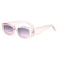 Chic rectangular sunglasses with translucent pink frames and purple gradient lenses - Pink Frame Gradient Grey Lens