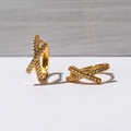 Elegant gold X-shaped criss-cross huggie earrings with sparkling CZ pavé stones for women - X-Shape Cross Pave / Gold