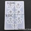 Moule en silicone translucide à 7 anges pour pendentifs en résine, 12,5x8,5x1,5 cm - Moule en silicone ange à 7 cavités