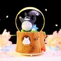 Totoro dream castle musical crystal ball with tree stump base and floating characters - 2441 Brown Base / Medium 80# LED Light+Music