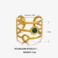 Gold plated stainless steel multi-layered ring featuring a turquoise stone and star motif - Tiger's Eye Style