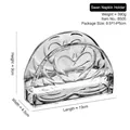 Elegant glass swan napkin holder with relief texture in transparent finish - Glass Napkin Holder - Semi-Circle Swan