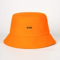 Detailed close-up of orange canvas bucket hat showing KING embroidery and stitched brim - M (56-58cm) / Orange