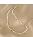 Baroque freshwater pearl necklace with green faceted gemstones and gold adjustable chain - Pearl Necklace Only (Without Peridot Layer)