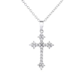 Dettaglio del ciondolo a croce in argento S925 con pietre di zircone scintillanti - Collana con Croce con Fibbia / Argento