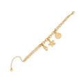 Gold ocean theme double chain bracelet featuring starfish and seashell charm pendants - Double Chain Ocean Charm Bracelet (5#)