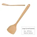 Handcrafted 39cm large curved bamboo spatula for non-stick cooking pans - Large Curved Spatula
