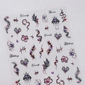 Gothic dark nail art stickers featuring spider, thorn heart and butterfly designs - Dark Gothic Relief Style (M-642)