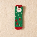 Green Christmas coral fleece sock with 3D Santa Claus figure and red toe detail - One Size / Green Santa