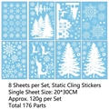 Pegatinas blancas de Navidad para ventanas con copos de nieve renos y casas de nieve - 20*30CM*8 Hojas