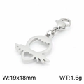 Pendentif ange argenté avec cœur découpé et fermoir mousqueton, acier inoxydable 19x18mm - Style Acier (KLJ7010-Z) / 19*18mm