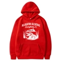 Red hooded sweatshirt featuring a white alligator graphic and Everglades FL print - Red