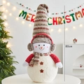 Poupée de bonhomme de neige en peluche avec bonnet rayé et écharpe, décoration de 80cm - Bonhomme de Neige No.3 Avec Cache-oreilles Marron / 80cm