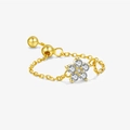 Adjustable golden S925 silver chain ring with zircon flower charm for women - Flower / 18K Gold