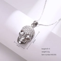 Silver skull pendant necklace with sparkling rhinestones for hiphop fashion - Steel Color (N0155S)