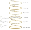 Set of 6 gold layered bracelets featuring cuban, paperclip, and snake chain styles - Gold Set - Full Series Standard Chains
