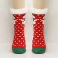 Chaussettes de Noël rouges en tricot avec motif bonhomme de neige et revers pelucheux - Taille unique / Bonhomme de Neige Rouge