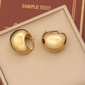 Macro shot of chunky gold geometric hoop earrings on a beige velvet jewelry display - Smooth Arc Style (8#)