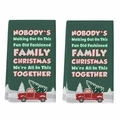 Christmas kitchen towels set with dark green background and vintage red truck design - Retro Red Truck and Family Quote Style (MJBT66-40) / 2 Pieces/Pack (40*60cm) / Dark Green
