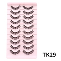 TK29 Russian curl 10 paar kunstwimpers met dicht zwart volume op roze tray - Dikke zwarte stijl (TK29)