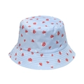 Light blue bucket hat featuring cute red mushroom prints for women and students - 56-58cm / Light Blue Red and White Mushroom Print (E)