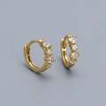 925 silver gold-plated hoop earrings with sparkling square and round cubic zirconia stones - 925 Silver / Gold