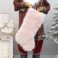 Calza di Natale rosa in ecopelliccia 48cm con morbida texture per decorazione - Grande / Rosa
