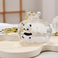 Panda liquid oil keychain in acrylic TV-shaped case with golden metal ring - Single Keychain Style / White