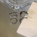 Silver snake-shaped zircon ear cuff set with non-pierced C-shaped wrap design - Silver (1 Pair)