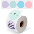 2-inch round thermal sticker rolls in purple, light blue, blue and pink with Thank You text - 2*2 Inch Round-400pcs (Roll)-4 Colors Mix / Colorful