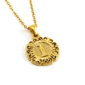 Macro shot of 18k gold plated stainless steel letter I pendant with ornate hollow patterns - Letter I