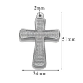 Silver cross pendant with grid texture showing dimensions 51mm by 34mm size details - Mesh Texture Cross